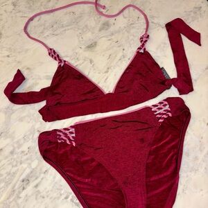 Becca Merlot Bikini Set with Braid Accents